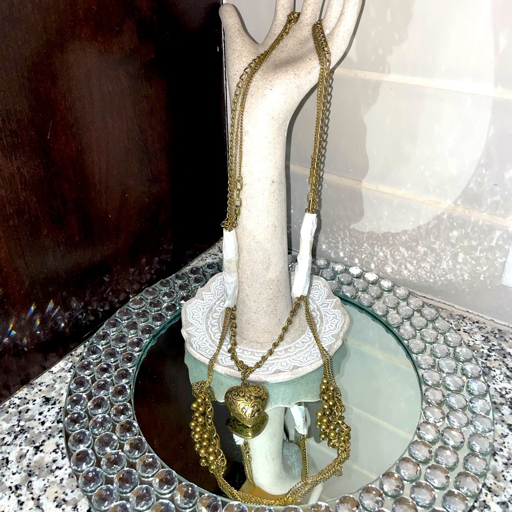 Long heart layered necklace